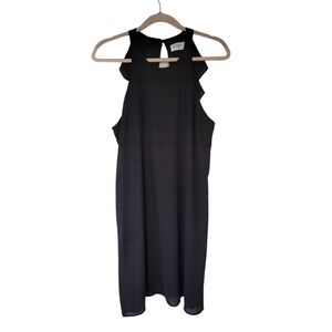 Everly Black Sleeveless Halter Shift Dress With Back Ruffle